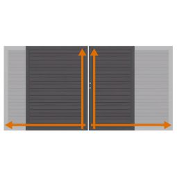 TraumGarten Doppelpoort op maat schutting WPC-SYSTEEM Platinum Antraciet Omlopend roestvrijstaal-aluminium dubbel frame, maatwerk, weersbestendig, houtcomposiet vulling, incl. slot, beslag, bodenschuiver, ophefelbeveiliging, opschuursteun