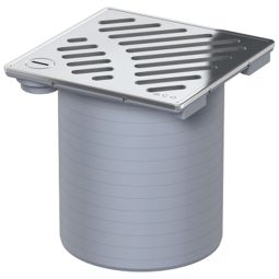ACO badafvoer-opzetstuk 150x150mm incl. rooster vierkant vergrendelbaar Weefselweefselvlies voor dunbedafdichting naar keuze