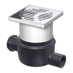 ACO Badafvoer 150x150mm Easyflow Zulauf-afvoer zijdelings Compleet-set, verschillende afvoerdiameter naar keuze