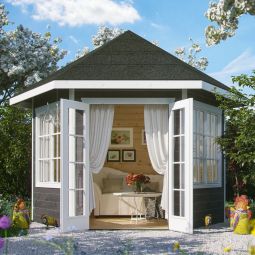 Skan Hout Tuinhuis Almelo Tuinhuisje Afmeting (BxD) 350x303, Scandinavisch sparrenhout, wanddikte 28mm, verschillende kleuren