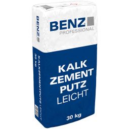 BENZ PROFESSIONAL Kalkzementpleister LEICHT 30 kg zak, voor zeer warmte-isolerende ondergronden, als buitenpleister en binnenpleister