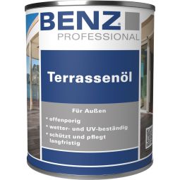 BENZ PROFESSIONAL Terras-olie Houtbescherming Weerbestendige bescherming voor terrasplanken, verschillende kleuren, 0,75L tot 2,5L