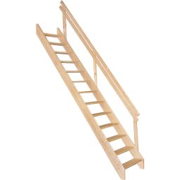 Minka-wangentrap Boras fijnspar ruimtespaartrap vanaf een plafondhoogte van 175x63 cm bruikbaar, tot een verdiepingshoogte van 280 cm