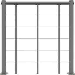 Minka balustrade met onderliggers en PVC handleuning grijs recht Met flexibele pvc-leuning