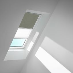 VELUX Verduisteringsrolgordijn Duo DFD Olijfbeige gestippeld/Wit 4575 Bescherming tegen hitte, geschikt voor verschillende VELUX-dakramen