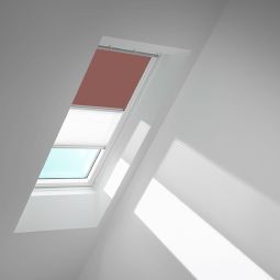 VELUX Verduisteringsrolgordijn Duo DFD Roosenhout/Wit 4578 Bescherming tegen hitte, geschikt voor verschillende VELUX-dakramen