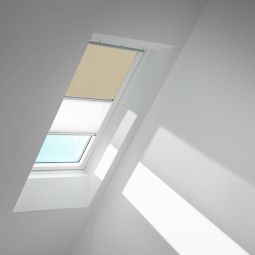VELUX Verduisteringsrolgordijn Duo DFD Zandbeige gestippeld/Wit 4579 Bescherming tegen hitte, geschikt voor verschillende VELUX-dakramen