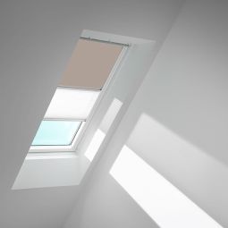 VELUX Verduisteringsrolgordijn Duo DFD Helttaupe/Wit 4580 bescherming tegen hitte, geschikt voor verschillende VELUX-dakramen