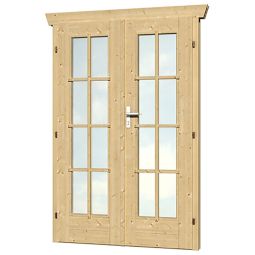 Skan Holz Dubbele deur vollverglasd 123,4x193cm voor tuinhuis 28mm met Echt glas, voor wanddikte 28mm