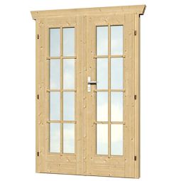 Skan Holz dubbele deur vollverglasd 117,5x186,5cm voor tuinhuis 45mm met echt glas, voor wanddikte 45 mm