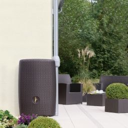 GRAF Garantia Sunda-Wandtank mocca regenwatertank Regenwatertank in rattan-look, weersbestendig, 300 L capaciteit