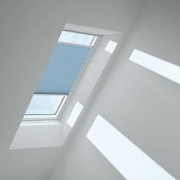 VELUX Plissé Denim 1286 lichttransparant, zorgt voor harmonieus daglicht, geschikt voor verschillende VELUX-dakramen