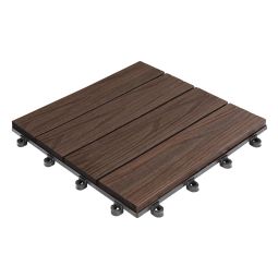 florco WPC kliktegel 3D bruin 30x30x2,8cm, stabiel en robuust combineerbaar kliksysteem