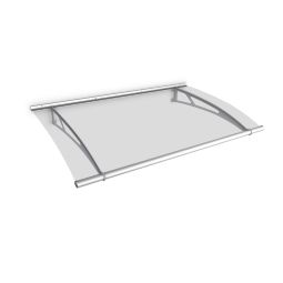 gutta Pultvordach PT-L roestvrijstalen afdak 150 cm tot 270 cm breed, mat roestvrijstalen frame met helder acrylglas
