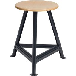 Wellker stalen bandenhocker driepotig Ronde houten zitbank van beuk, verschillende uitvoeringen