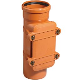 Wellker KG reinigingsbuis DN 200 afvoerbuis met reinigingsklepje, voor KG-systeem PVC - Coex SN 4