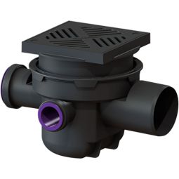 KESSEL kelderafvoer drie toevoeren 200x200 mm vloerafvoer met drie toevoeren (2 x DN 50 en 1 x DN 70 met blindstop)