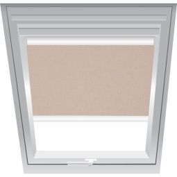 Roto Zichtschermrollo Bruin-beige 1-R04 Handmatig verstelbaar scherm voor Roto-dakramen in warm bruinbeige lichtdoorlatend, configureerbaar voor verschillende raamafmetingen