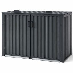 Wellker afvalcontainerkast 2-vaks metaal antraciet voor 120 - 240 L container Afvalcontainerverkleding met klapdeksel
