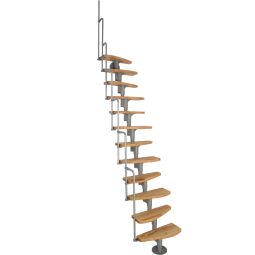 Minka middenboom trap Monaco grijs ruimtespaartrap Treden uit beuk, incl. stalen trapleuning, tot geschosshoogte 294 cm