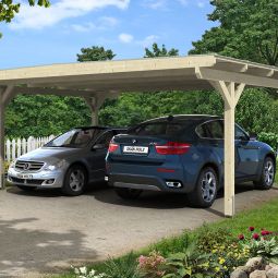 Skan Holz Dubbelcarport Odenwald Naturbelassen Onderstand verschillende maten, gelamineerd hout (fijnspar), paalsterkte 12x12cm