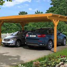 Skan Holz Doppelcarport Odenwald Eikenhout Licht Onderstand verschillende maten, gelamineerd hout (fijnspar), paalsterkte 12x12cm