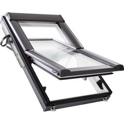 Roto dakraam Designo RotoTronic R69P K2EF Premium-beglazing kunststof Elektro-Funk raam Drievoudig veiligheidswarmte-isolatieglas, geluidsisolatieklas 3, anti-condens-coating, edelgasvulling, beweegbare ramen