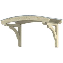 Skan Holz afdak Rostock dak Natur Dak met ronde vorm uit Noord-Europees sparrenhout, dak uit een 10 mm dikke polycarbonaat-dubbelwandige stegplaat, 174x80 cm