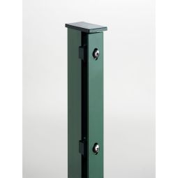 Paal dubbelstaafmat hekwerk met afdekkingslijst groen om in te beton Rechthoekige paal 60x40 mm, tot maximale schuttinghoogte 1830 mm, inclusief kunststof afdekkapje groen