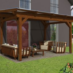 Skan Hout terrasoverkapping Sanremo terrasdak verschillende afmetingen en kleuren, lijmhout (fijnspar), vrijstaand