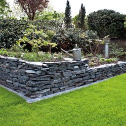 Natuurstenen muursteen gartenmuur leisteen zwart gedeeltelijk gespleten, ca. 15-40 cm