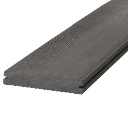 TraumGarten WPC-terrasplank 21x125mm DREAMDECK BiColor Anthrazit Wendeprofiel met natuurlijke houtstructuur of geribbelde oppervlaktestructuur