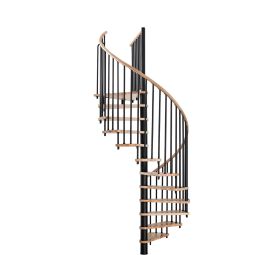 Minka spiltrap Spiral Wood zwart wendeltrап incl. massief houten handleuning, verschillende breedtes