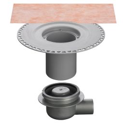 Schlüter-KERDI DRAIN vloerafvoer met horizontale DN 50/70 aansluiting Vloerafvoersysteem met KERDI dichtkraag