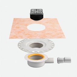 Schlüter-KERDI DRAIN H40 Afwateringset met afdekkingsrooster Praktisch compleet-set met horizontaal DN 40 aansluiting