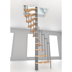 Minka spiltrap Suono beuken grijs draaitrap incl. metalen leuning