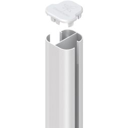 TraumGarten schutting SYSTEM hoeksteekpaal Basic grondverankering wit Aluminium hoekpalen voor inbetonnering, hoek van 90° tot 180° verstelbaar, 150/240/298 cm, extreem stabiel en onderhoudsvriendelijk, inclusief paalkapje en eindprofiel