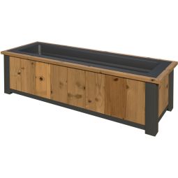 TraumGarten Thermo-Hout 4-hoek plantenbak met inzet Thermohout plantenbak 125x33x45 cm, met alu-palen & kunststofinzet – weerbestendig & systeemcompatibel​
