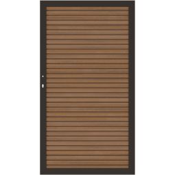 TraumGarten schutting SYSTEM NEO PLATINUM Poort teak-bruin Enkel poort 98x180 cm met aluminium frame & 12 ommantelde houtcomposiet-profielen – weerbestendig & DIN links/rechts aansluitbaar