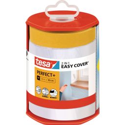 tesa Easy Cover Perfect+ afdekfolie incl. schilderstape in de dispenser De handige 2-in-1-oplossing voor renovatiewerkzaamheden in het binnengebied, 33 m x 1400 mm (L)