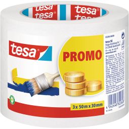 tesa schildersband Promo 3 x 50 m x 30 mm Geschikt voor bijna alle ondergronden, goede kleefkracht, 3 rollen spaarset