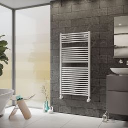 Ximax badradiator Tip met zijdelings D-profiel en zijdeaansluiting Wit RAL 9003 uit koudgewalst, poedergecoat radiatorstaal van kwaliteit, ook geschikt voor elektrische bedrijving of gemengde bedrijving