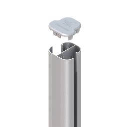 TraumGarten schutting SYSTEM Hoek-steekpaal Basic Opvermorselen Zilver Alu-hoekpaal om op te schroeven, hoek van 90° tot 180° verstelbaar, 105/192,5 cm, inclusief paaldrager, paalkapje en paalafdekking