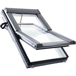 Roto Dakraam Designo RotoTronic R69G K2E Comfort Dubbelbeglazing Kunststof Elektrische Raam 3-voudig veiligheidsglas met thermische isolatie en geluidsisolatie, geluidsisolatieprofielklasse 3, anti-condenslaag, zwaaivenstersysteem