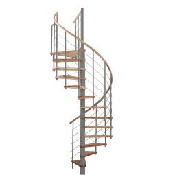Minka spiltrap Venezia grijs wenteltramp inclusief massief houten leuning, verschillende breedten