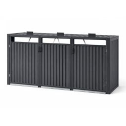 Wellker afvalcontainerkast 3-vaks metaal antraciet voor 120 - 240 L containers Afvalcontainerkast met klapdeksel