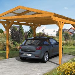Skan Holz Enkelvoudige Carport Westerwald Eik Licht Onderstand verschillende maten, gelamineerd hout (fijnspar), paalsterkte 12x12cm