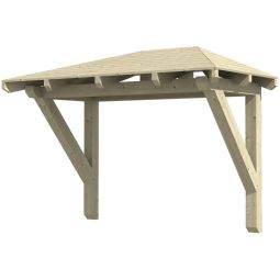 Skan Holz afdak Wismar dak natuur Walmdak van noordse spar, 258x126 cm, doorlopend verlijmde en wigverzinkte massieve constructiehout