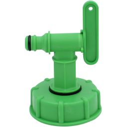 Wellker IBC-adapter kleine kraan passend voor IBC-regenwatertanks met S60x6 (DN50) IG, 2″ grof schroefdraad-uitloopkraan (Ø 55–62 mm)