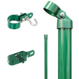 Alberts Zauneck-Set voor gaasdraadomheining groen Ruwstaal, zinkfosfaatgecoat, groen kunststofgecoat RAL 6005